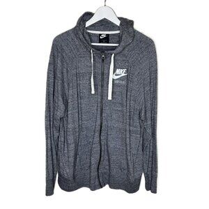 Nike Women's Dark Gray Space Dye Full-Zip Hoodie, Cowl Neck, Size 2X